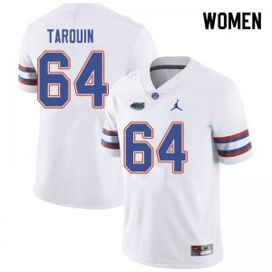 Women's Florida Gators #64 Michael Tarquin NCAA Jordan Brand White Authentic Stitched College Football Jersey URC8462JG